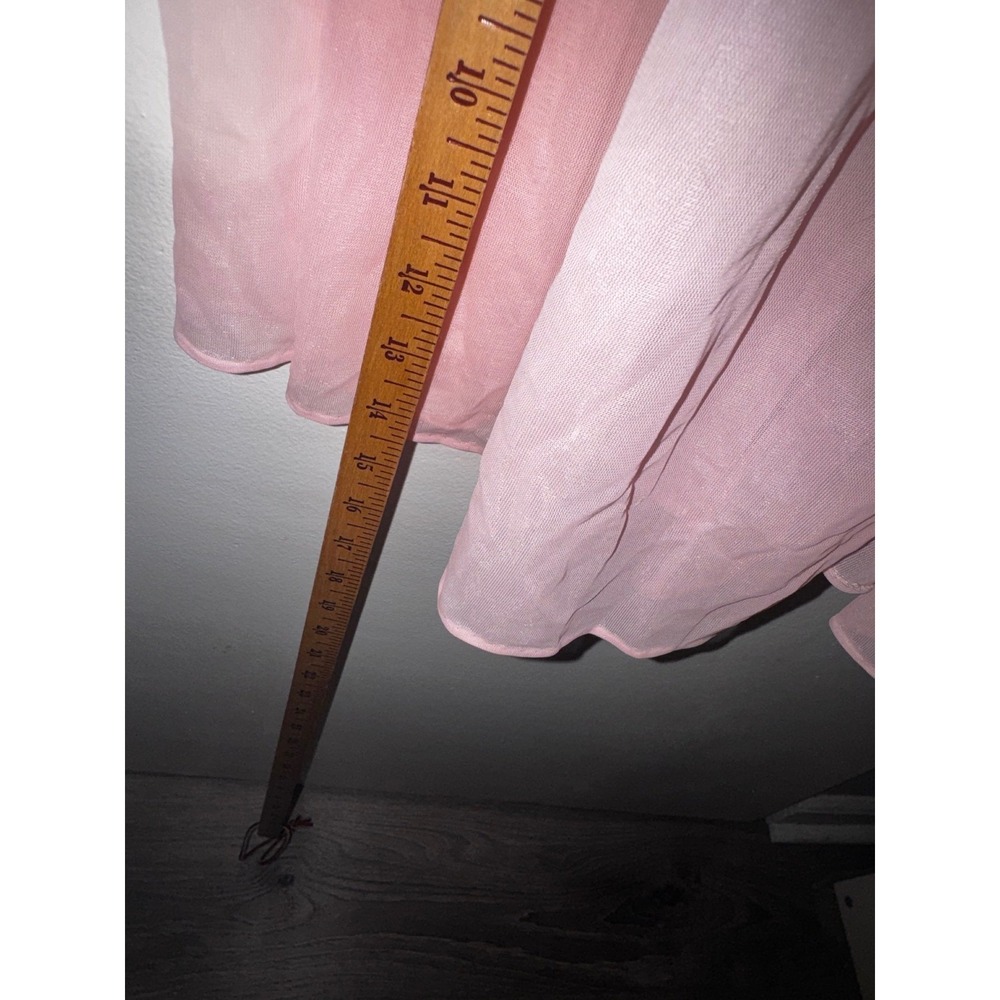 Vtg Pink Sheer Nightgown Puff Sleeve Embroidered Robe Coquette Fairy Whimsical - Picture 8 of 10